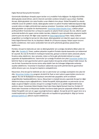 Digital Nomad Danismanlik Hizmetleri