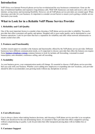 What to Look for in a Reliable VoIP Phone Service Provider