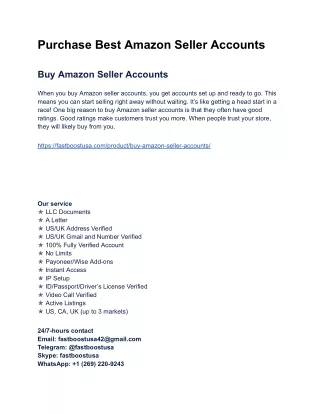 Purches Best Amazon Seller Accounts