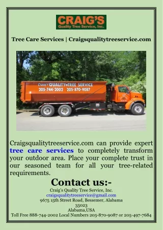 Tree Care Services  Craigsqualitytreeservice.com