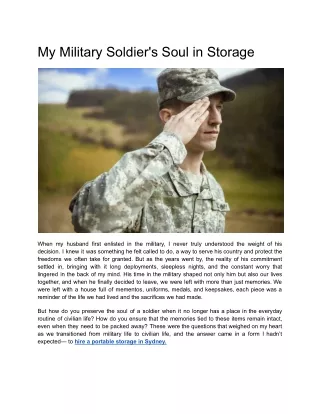 My Military Soldier's Soul in Storage