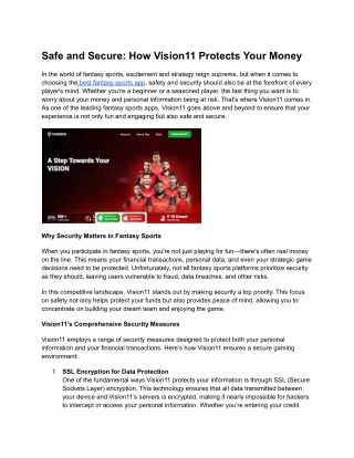 Safe and Secure_ How Vision11 Protects Your Money