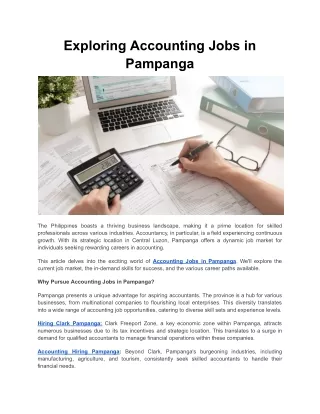 Exploring Accounting Jobs in Pampanga