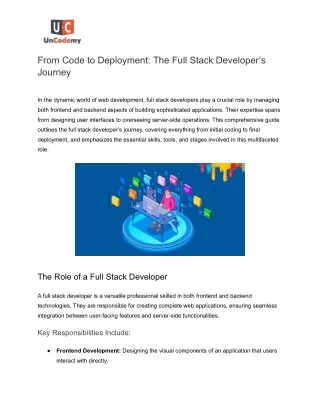 From Code to Deployment: The Full Stack Developer’s Journey