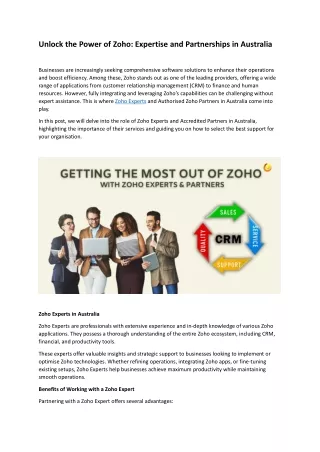 Unlock the Power of Zoho: Expertise and Partnerships in Australia