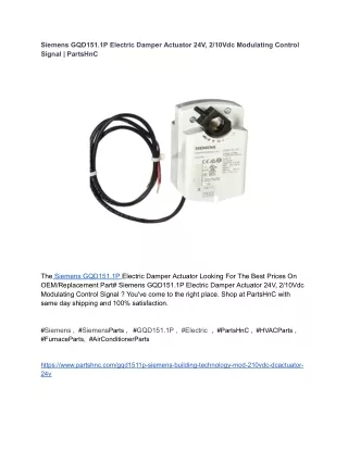 Siemens GQD151.1P Electric _ PartsHnC