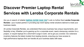 Discover Premier Laptop Rental Services with Leroba Corporate Rentals