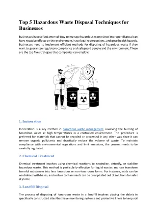 Top 5 Hazardous Waste Disposal Techniques for Businesses