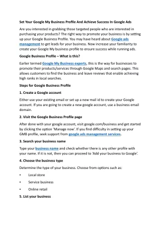 Set Your Google My Business Profile And Achieve Success In Google Ads