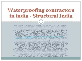 Waterproofing contractors in india - Structural India