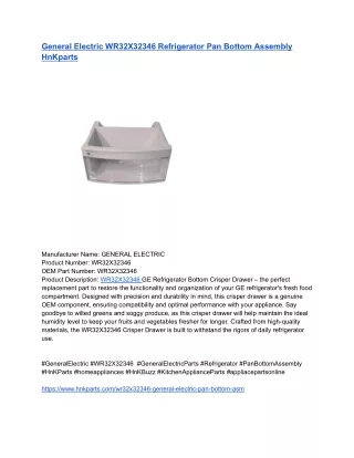 General Electric WR32X32346 Refrigerator Pan Bottom Assembly HnKparts