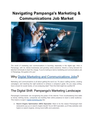 Navigating Pampanga's Marketing & Communications Job Market