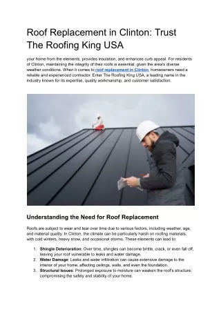 Roof Replacement in Clinton_ Trust The Roofing King USA