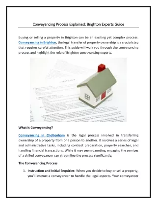 Conveyancing Process Explained Brighton Experts Guide 14-08-2024