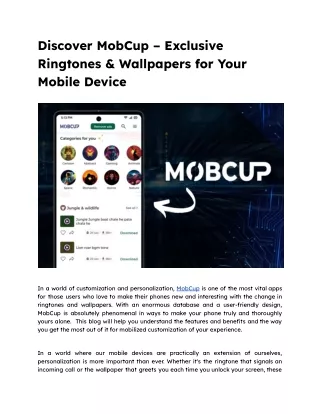 Discover MobCup – Exclusive Ringtones & Wallpapers for Your Mobile Device