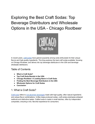 Premium Craft Soda & Root Beer | Top Beverage Distributors in the USA