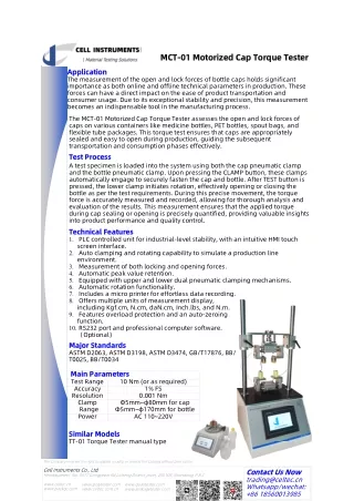 MCT-01 Motorized Cap Torque Tester