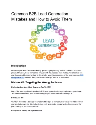 Common B2B Lead Generation Mistakes and How to Avoid Them