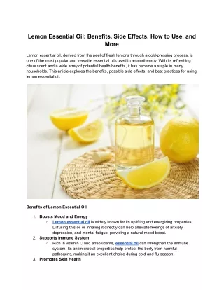 Lemon Essential Oil_ Benefits, Side Effects, How to Use, and More