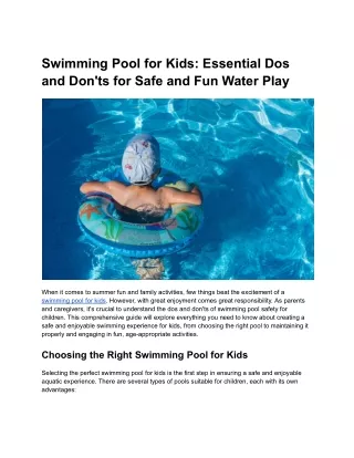 Swimming Pool for Kids_ Essential Dos and Don'ts for Safe and Fun Water Play