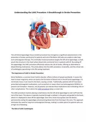 Understanding the LAAC Procedure: A Breakthrough in Stroke Prevention