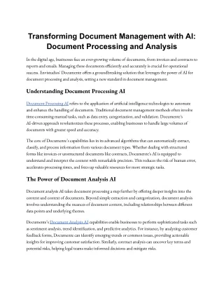 Transforming Document Management with AI: Document Processing and Analysis