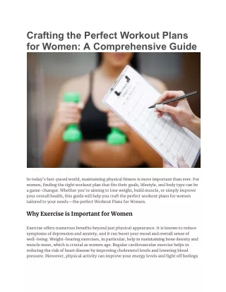 Crafting the Perfect Workout Plans for Women_ A Comprehensive Guide