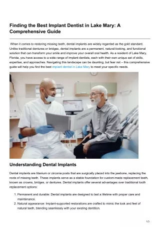 Finding the Best Implant Dentist in Lake Mary A Comprehensive Guide