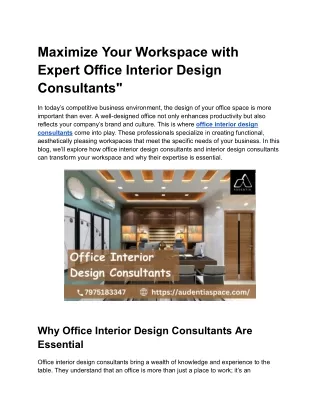 Maximize Your Workspace with Expert Office Interior Design Consultants_