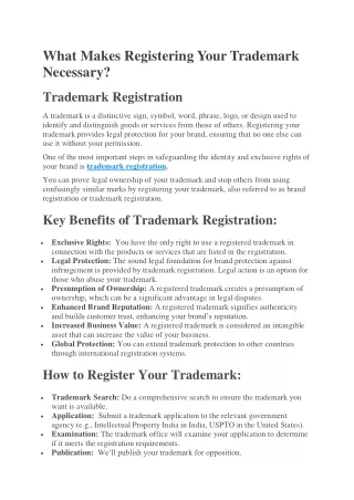 What Makes Registering Your Trademark Necessary