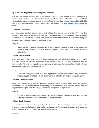 Top 10 Benefits of Agile Software Development for Teams