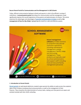 Secure Parent Portal for Communication and Fee Management in UAE Schools