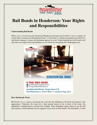 Bail Bonds in Henderson Your Rights and Responsibilities