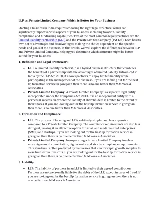 LLP vs. Private Limited Company Which is Better for Your Business!!