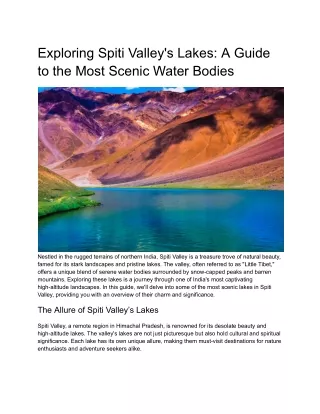 Exploring Spiti Valley's Lakes_ A Guide to the Most Scenic Water Bodies