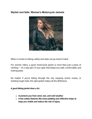 Stylish and Safe_ Women's Motorcycle Jackets