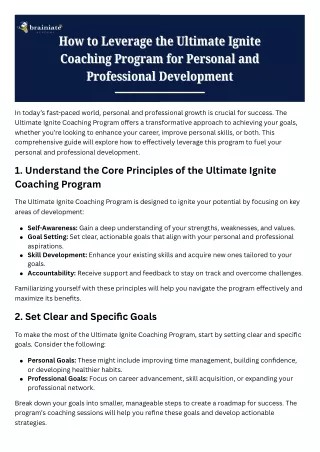 How to Leverage the Ultimate Ignite Coaching Program for Personal and Professional Development