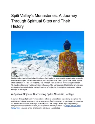 Spiti Valley's Monasteries_ A Journey Through Spiritual Sites and Their History