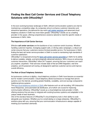 Finding the Best Call Center Services and Cloud Telephony Solutions with Office24by7 - Google Docs