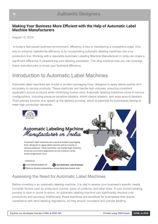Key Factors to Look for in Automatic Labeling Machine Manufacturers in India