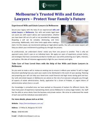 Melbourne’s Trusted Wills and Estate Lawyers – Protect Your Family’s Future