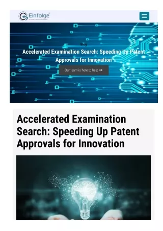 Accelerated Examination Search Speeding Up Patent Approvals for Innovation
