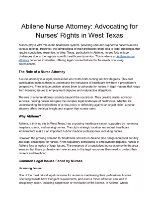 Abilene Nurse Attorney