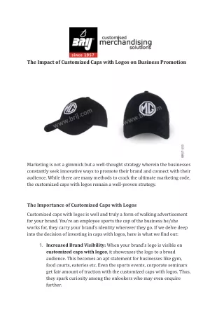 The Impact of Customized Caps with Logos on Business Promotion