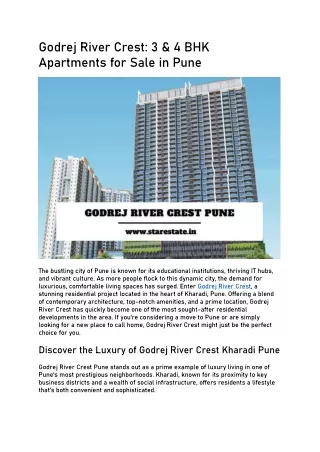 Godrej River Crest | Apartments For Sale In Kharadi Pune