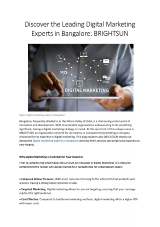 Digital Marketing Experts in Bangalore