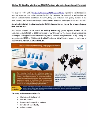 Air Quality Monitoring (AQM) System Market - VynzResearch (Recovered)