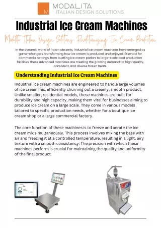 Modalita's Advanced Industrial Ice Cream Machines for Superior Quality