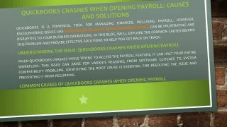 QuickBooks Crashes During Payroll
