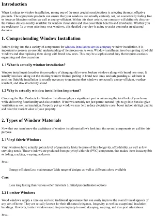 Deciding On the greatest Products for Window Installation